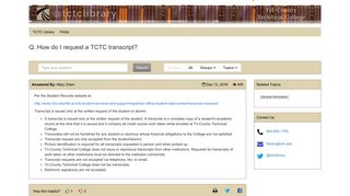 Q. How do I request a TCTC transcript? - FAQs