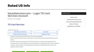tdcardservices.com - Login TD Card Services Account - Rated US Info