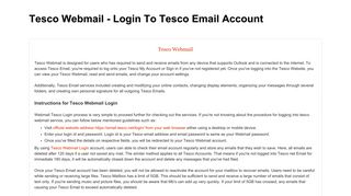 Tesco Webmail - Login To Tesco Email Account