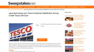 www.tescoviews.com Tesco Customer Satisfaction Survey £1000 ...