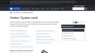 Visitor Oyster card - Transport for London - TfL