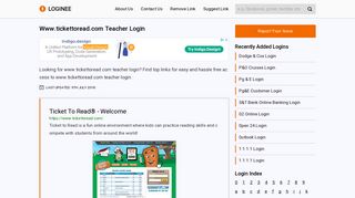 Www.tickettoread.com Teacher Login