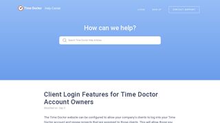 Client Login Features for Time Doctor Account Owners