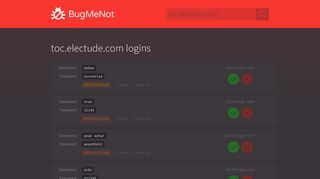 toc.electude.com logins - BugMeNot