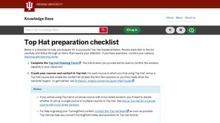 Top Hat preparation checklist - IU Knowledge Base - Indiana University