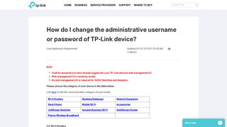 How do I change the administrative username or password of TP-Link ...