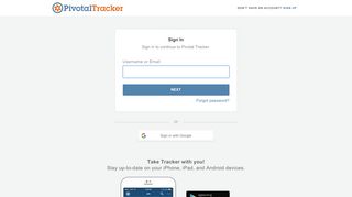 Pivotal Tracker - Sign in