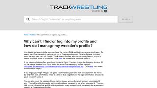 Trackwrestling | Why can`t I find or log into my profile ...