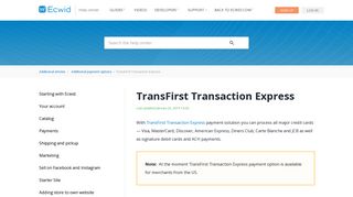 TransFirst Transaction Express – Ecwid Help Center - Ecwid Support