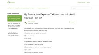 My Transaction Express (TXP) account is locked! How can I get in ...