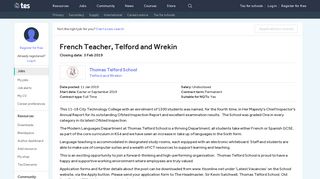 French Teacher, Telford and Wrekin - Tes Jobs