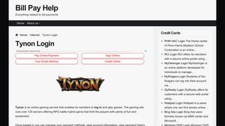 Tynon Game Login - Bill Pay Help