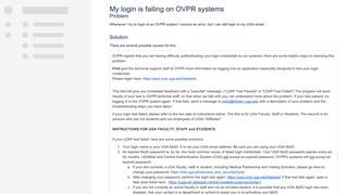 My login is failing on OVPR systems - Office of Research - GeaR ...