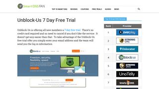Unblock-Us 7 Day Free Trial - Smart DNS Fan
