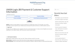 UNISA Login, Bill Payment & Customer Support Information