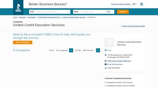 United Credit Education Services | Complaints | Better Business ...