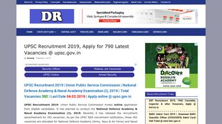UPSC Recruitment 2019, Apply for 790 Latest Vacancies @ upsc.gov.in