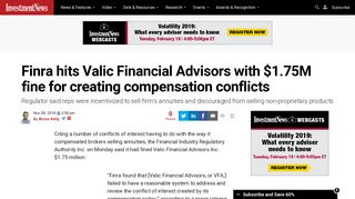 Finra hits Valic Financial Advisors with $1.75M fine for creating ...