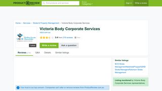 Victoria Body Corporate Services Reviews - ProductReview.com.au