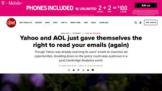 Yahoo and AOL just gave themselves the right to read your emails - Cnet