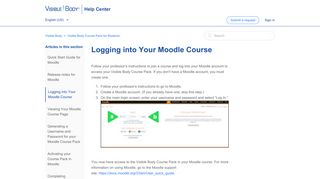 Logging into Your Moodle Course – Visible Body