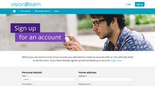 Sign up for an account | Vision2learn - vision2learn.net