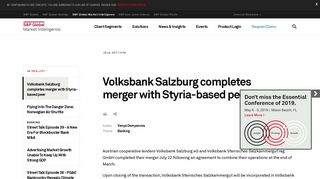 Volksbank Salzburg completes merger with Styria-based peer | S&P ...