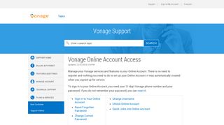 Vonage CA Support | Answer | Vonage Online Account Access