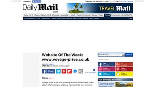 Website Of The Week: www.voyage-prive.co.uk | Daily Mail Online