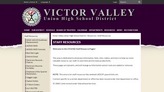 Staff Resources - Victor Valley Union High School District