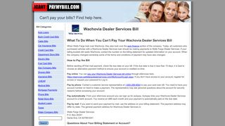 Wachovia Dealer Services Bill | - ICantPayMyBill.com