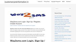 Way2sms.com Login, Sign Up / Register, Create Account