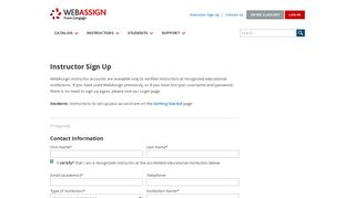 WebAssign - Instructor Sign Up