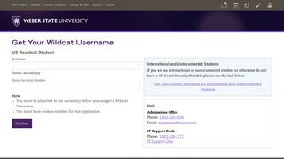Get Your Wildcat Username for US Residents - Weber State University