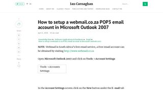 How to setup a webmail.co.za POP3 email account in Microsoft ...