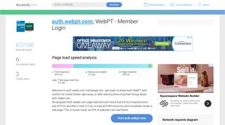 Access auth.webpt.com. WebPT - Member Login