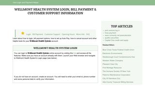 Wellmont Health System Login, Bill Payment & Customer Support ...