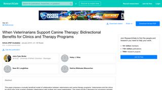 (PDF) When Veterinarians Support Canine Therapy: Bidirectional ...