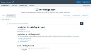 How to Set Up a WePay Account - Constant Contact Knowledge Base