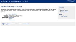 Databases @ JH: WestlawNext Campus Research