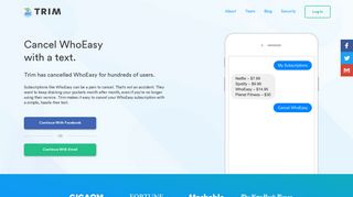 Cancel WhoEasy | Track and Manage Subscriptions | Trim