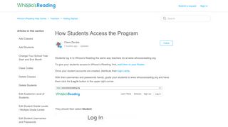 How Students Access the Program – Whooo's Reading Help Center