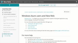 Windows Azure users and New Relic | New Relic Documentation