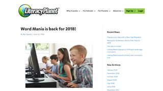Word Mania is back for 2018! | LiteracyPlanet