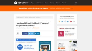 How to Add Front-End Login Page and Widgets in ... - WPBeginner