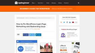 How to Fix WordPress Login Page Refreshing and ... - WPBeginner