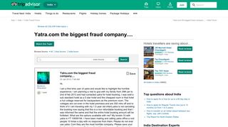 Yatra.com the biggest fraud company.... - India Forum - TripAdvisor