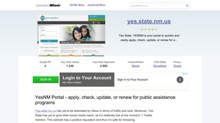 Yes.state.nm.us website. YesNM Portal - apply, check, update, or ...