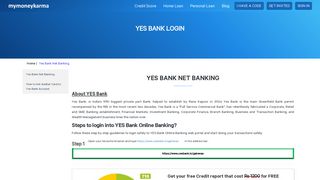 Yes Bank login and net banking details - MyMoneyKarma