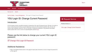 Service - YSU Login ID: Change Curre... - TeamDynamix